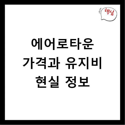 에어로타운 가격과 유지비 현실 정보