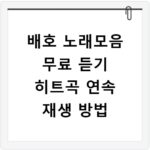 배호 노래모음 무료 듣기 히트곡 연속 재생 방법
