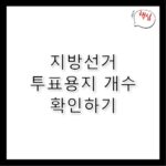 지방선거 투표용지 갯수 몇 장 받는지 미리 체크