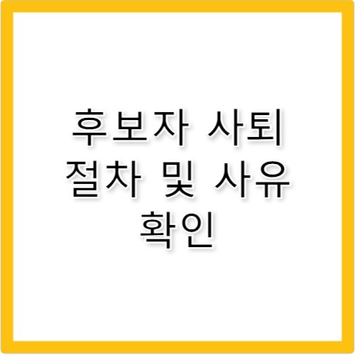 지방선거 후보자 사퇴 사유와 절차 법적 효력은?
