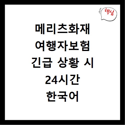 메리츠화재 여행자보험 긴급 상황 시 24시간 한국어 서비스 이용법