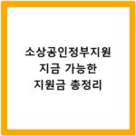소상공인정부지원 지금 가능한 지원금 총정리