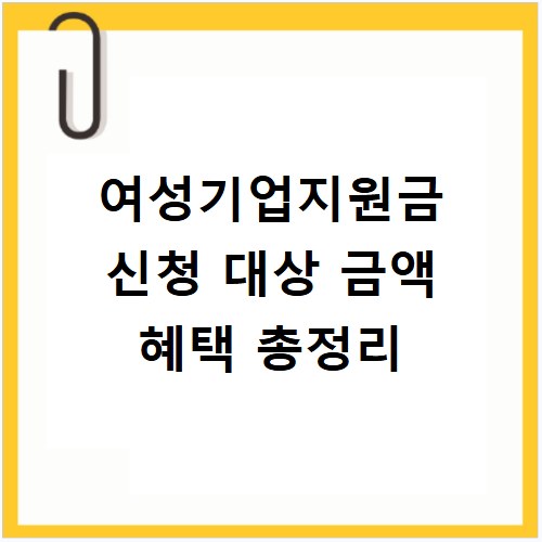 여성기업지원금 신청 대상 금액 혜택 총정리