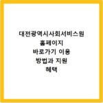 대전광역시사회서비스원 홈페이지 바로가기 이용 방법과 지원 혜택 확인하기