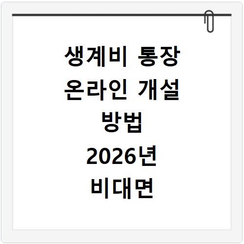 생계비 통장 온라인 개설 방법 2026년 비대면 신청부터 입금까지 정리