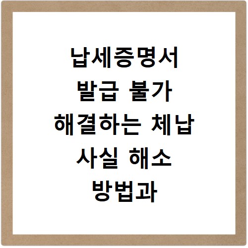 납세증명서 발급 불가 해결하는 체납 사실 해소 방법과 절차 알아보기