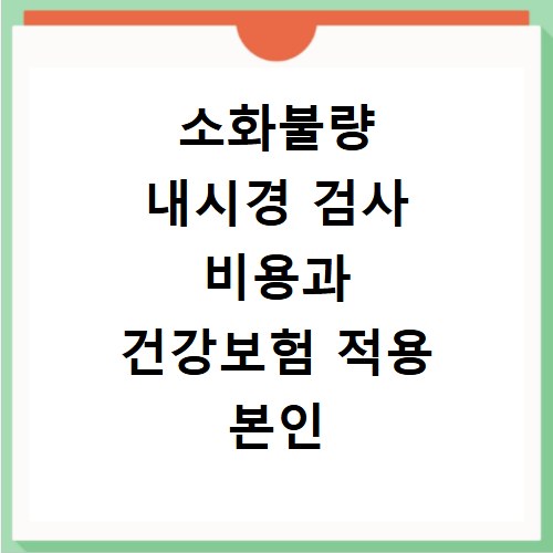소화불량 내시경 검사 비용과 건강보험 적용 본인 부담금 정리