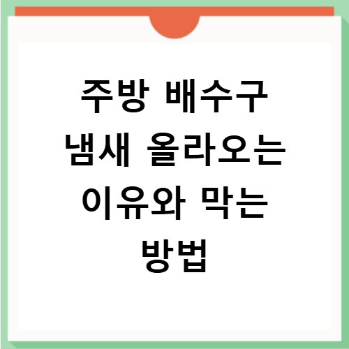 주방 배수구 냄새 올라오는 이유와 막는 방법