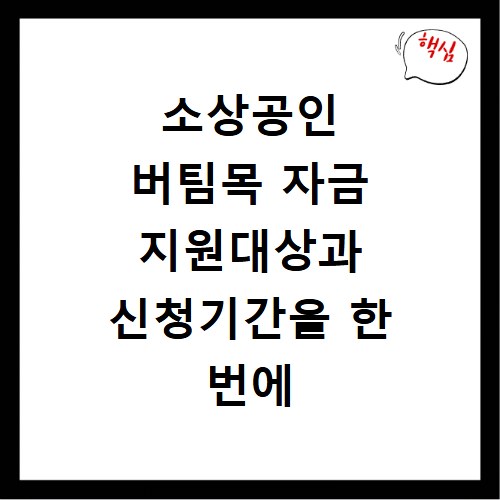 소상공인 버팀목 자금 지원대상과 신청기간을 한 번에 확인하세요
