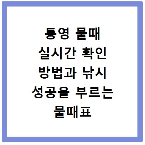 통영 물때 실시간 확인 방법과 낚시 성공을 부르는 물때표 보는 법