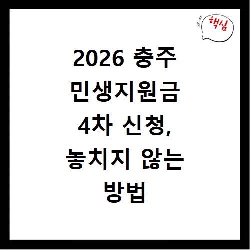 2026 충주 민생지원금 4차 신청, 놓치지 않는 방법 총정리