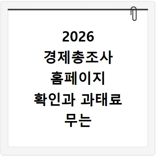 2026 경제총조사 홈페이지 확인과 과태료 무는 법 총정리
