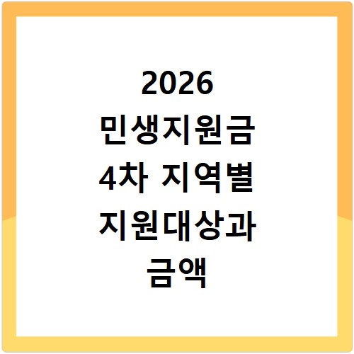 2026 민생지원금 4차 지역별 지원대상과 금액 확인 방법