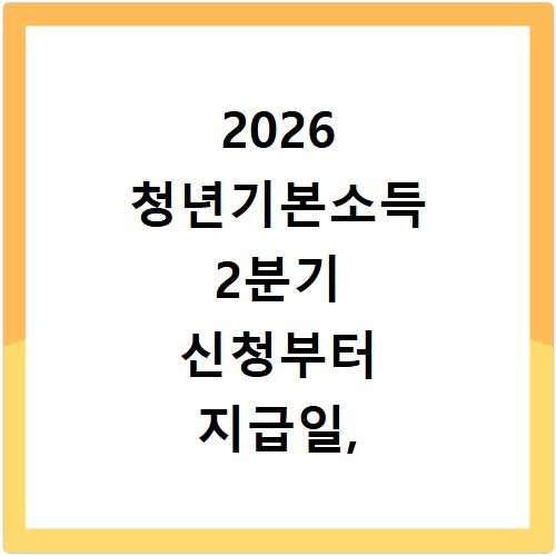 2026 청년기본소득 2분기 신청부터 지급일, 사용처까지 한눈에