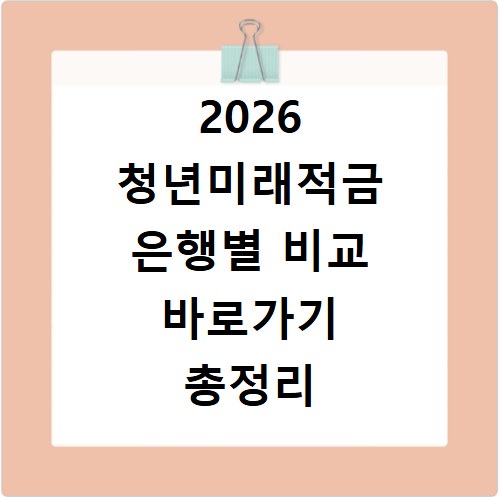 2026 청년미래적금 은행별 비교 바로가기 총정리