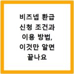 비즈넵 환급 신청 조건과 이용 방법, 이것만 알면 끝나요