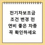 전기차보조금 조건 변경 전 연비 좋은 차종 꼭 확인하세요