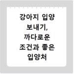 강아지 입양 보내기, 까다로운 조건과 좋은 입양처 찾는 법