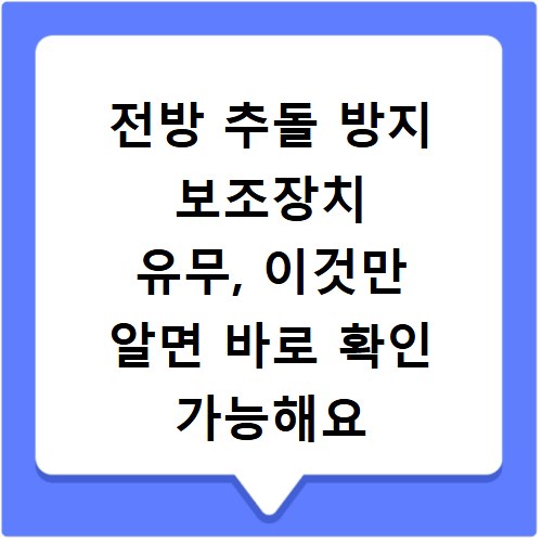 전방 추돌 방지 보조장치 유무, 이것만 알면 바로 확인 가능해요