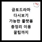 금토드라마 다시보기 가능한 플랫폼 총정리 이용 꿀팁까지