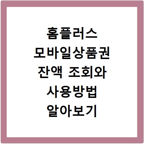 홈플러스 모바일상품권 잔액 조회와 사용방법 알아보기