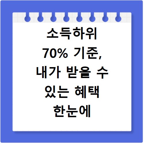 소득하위 70% 기준, 내가 받을 수 있는 혜택 한눈에 정리했어요