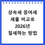 상속세 증여세 세율 비교로 2026년 절세하는 방법