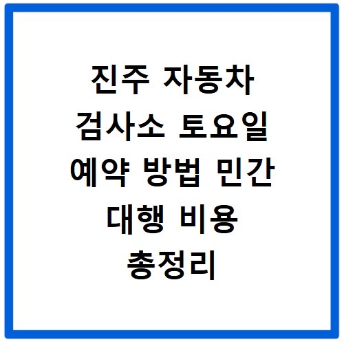 진주 자동차 검사소 토요일 예약 방법 민간 대행 비용 총정리