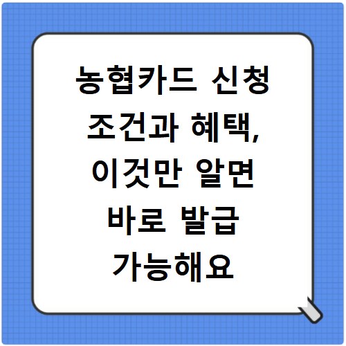 농협카드 신청 조건과 혜택, 이것만 알면 바로 발급 가능해요