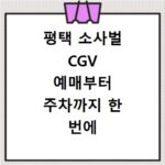 평택 소사벌 CGV 예매부터 주차까지 한 번에 해결하는 방법