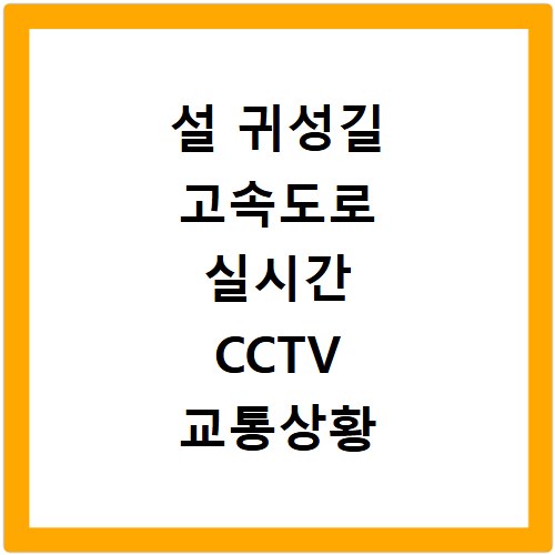 설 귀성길 고속도로 실시간 CCTV 교통상황 확인 방법