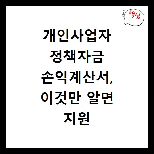 개인사업자 정책자금 손익계산서, 이것만 알면 지원 대상 쉽게 확인