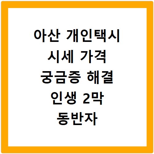 아산 개인택시 시세 가격 궁금증 해결 인생 2막 동반자 찾기