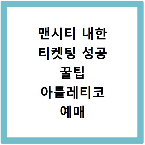 맨시티 내한 티켓팅 성공 꿀팁 아틀레티코 예매 방법 총정리