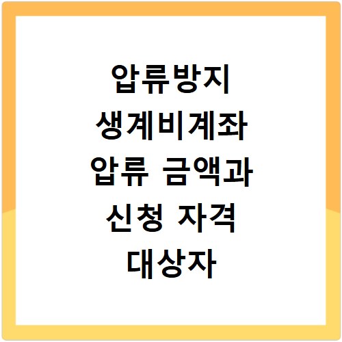 압류방지 생계비계좌 압류 금액과 신청 자격 대상자 총정리