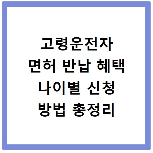 고령운전자 면허 반납 혜택 나이별 신청 방법 총정리