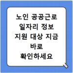 노인 공공근로 일자리 정보 지원 대상 지금 바로 확인하세요