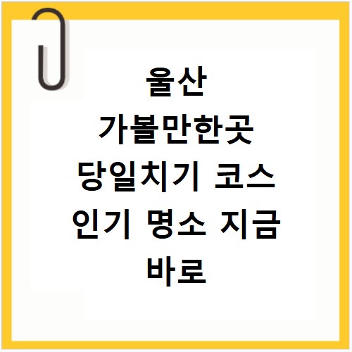 울산 가볼만한곳 당일치기 코스 인기 명소 지금 바로 확인하세요